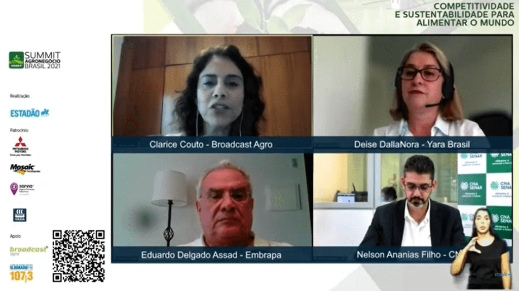 Convidados debateram o papel do agronegócio brasileiro na COP-26. (Fonte: Estadão Summit Agro/Reprodução)