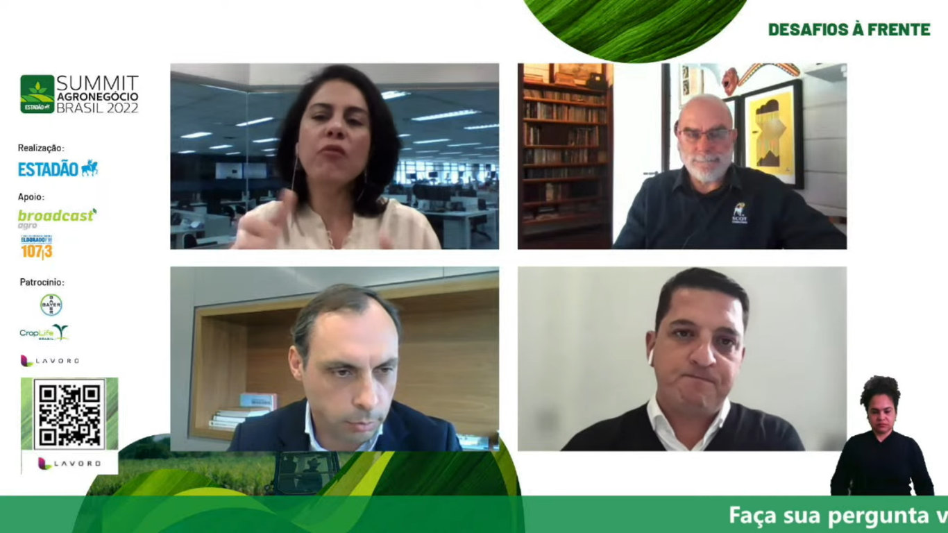 Painel debateu os efeitos das crises nas cadeias produtivos do agro. (Fonte: Estadão Summit Agronegócio Brasil 2022/Reprodução)