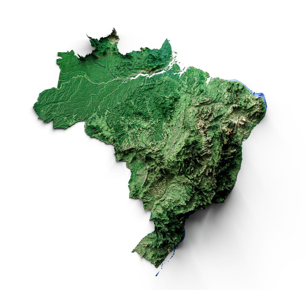 Mapa do Brasil em verde representando a floresta